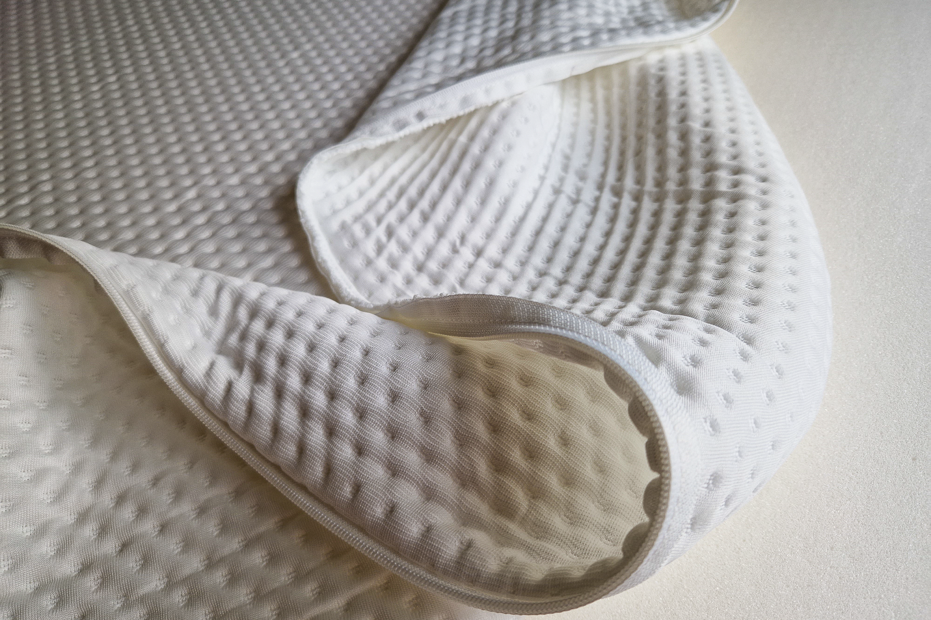 Hypnia mattress topper cover removed